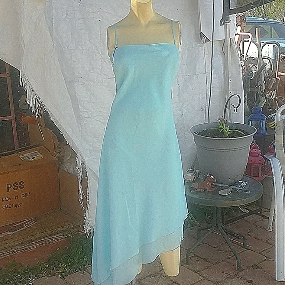 Baby Blue Chiffon dress, spaghetti straps Beautiful Evening ,Party.
